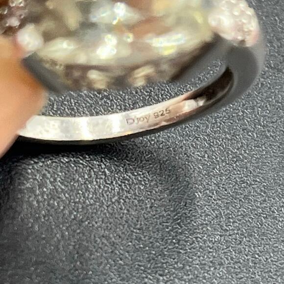 D'Joy Carat Genuine Green Amethyst White Topaz 925 Sterling Silver Ring Size 7 - Picture 7 of 11